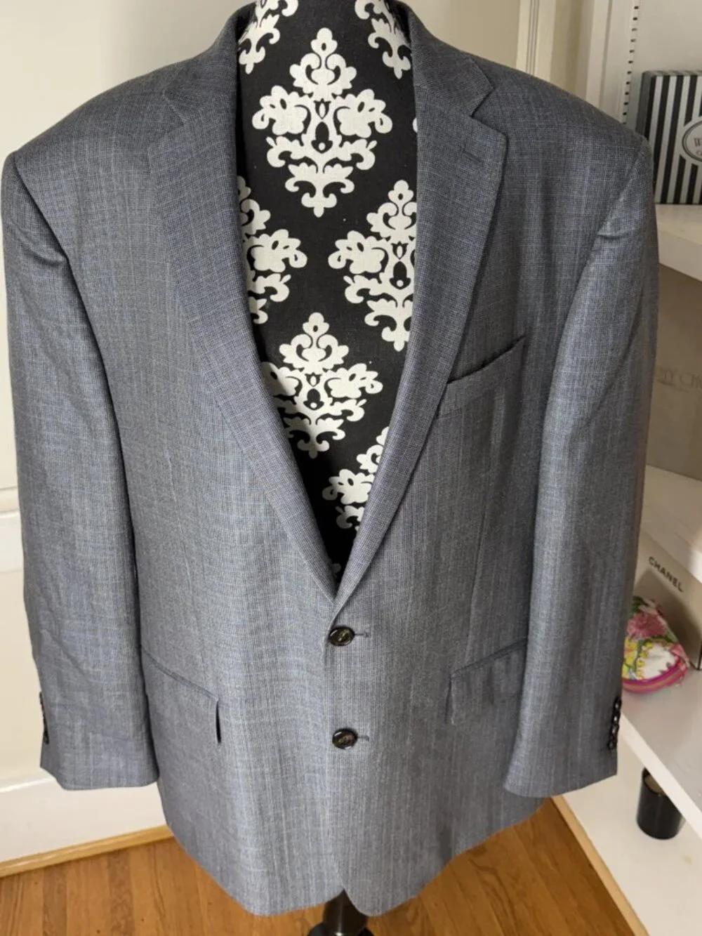 Ralph Lauren Wool & Silk Light Check 2 Button Blazer Sport Coat Jacket 48 R